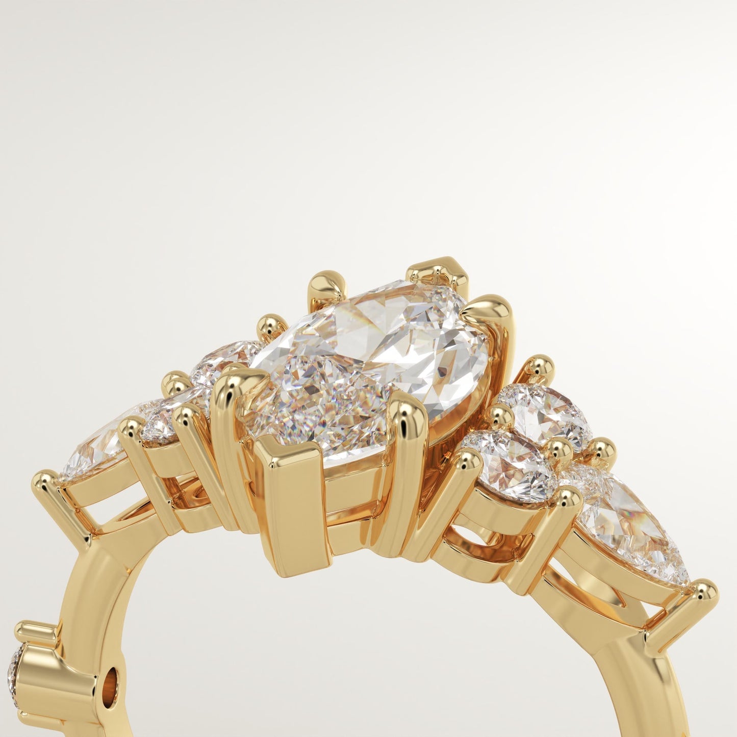 Marquise Cut Cluster Lab-Grown Diamond Engagement Ring