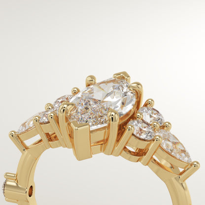 Marquise Cut Cluster Lab-Grown Diamond Engagement Ring