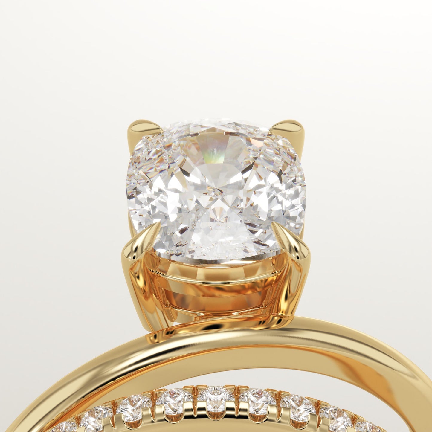 Elongated Cushion Cut Pave Lab-Grown Diamond Engagement Ring