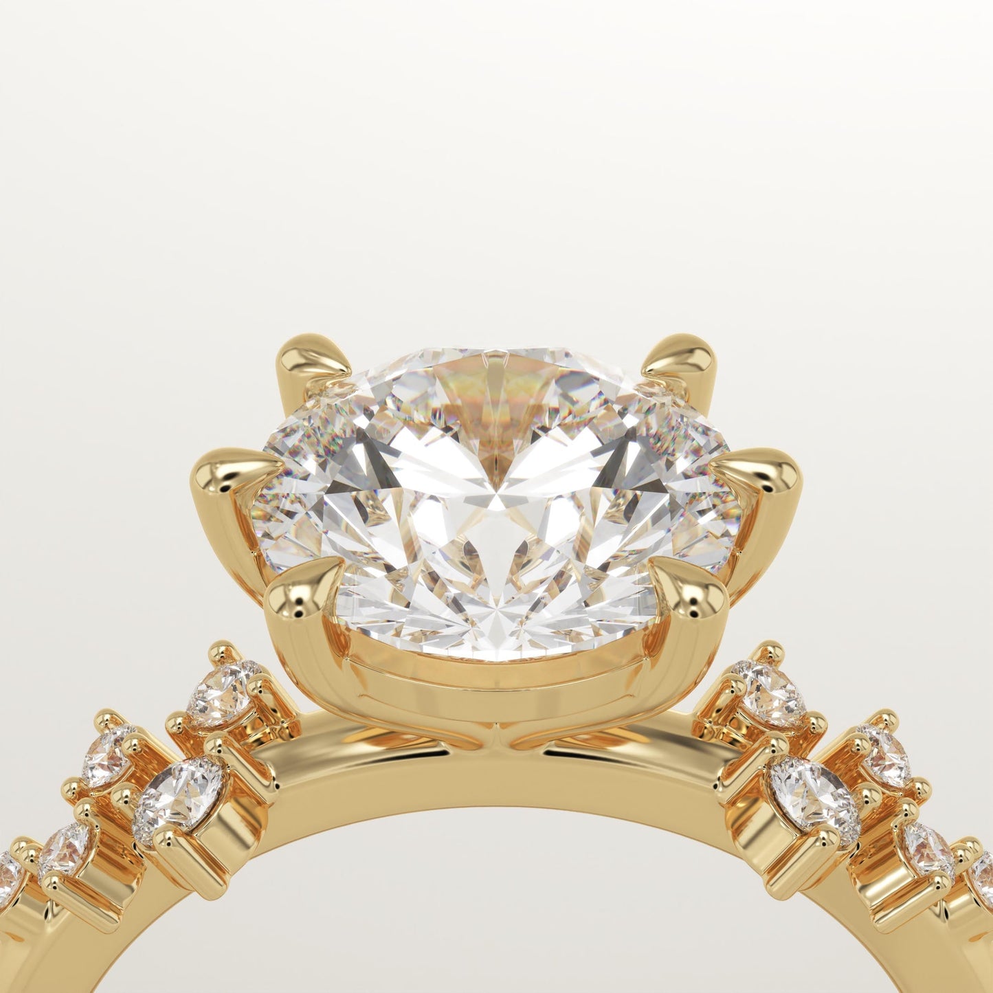 Round Cut Cluster Lab-Grown Diamond Engagement Ring