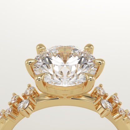 Round Cut Cluster Lab-Grown Diamond Engagement Ring