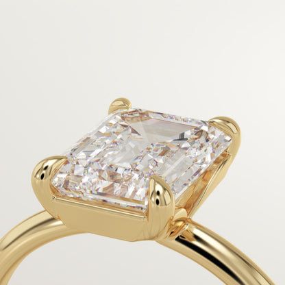 2 CT Emerald Cut Solitaire Moissanite Engagement Ring