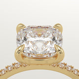 2.0 CT Cushion Cut Pave Lab-Grown Diamond Engagement Ring