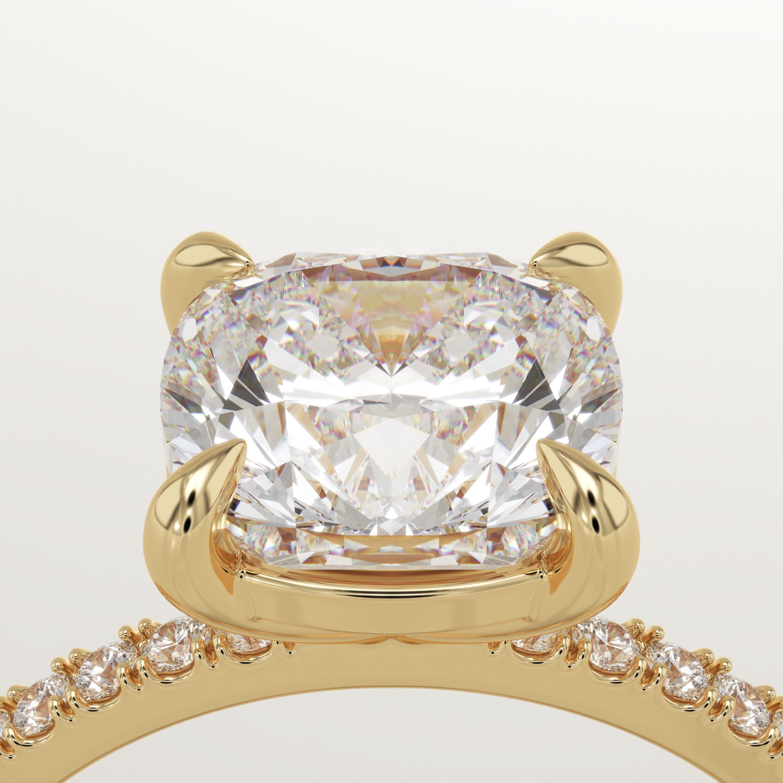 2.0 CT Cushion Cut Pave Lab-Grown Diamond Engagement Ring