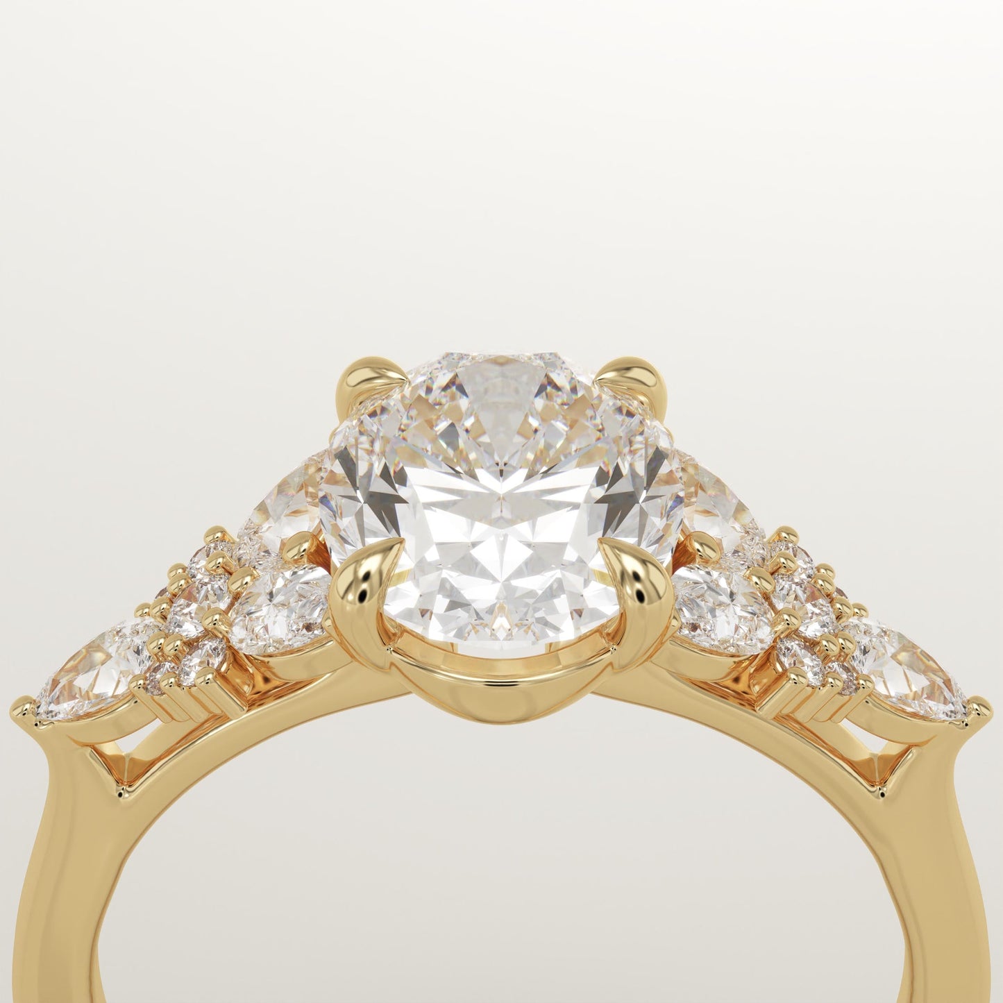 Oval Cut Cluster Lab-Grown Diamond Engagement Ring