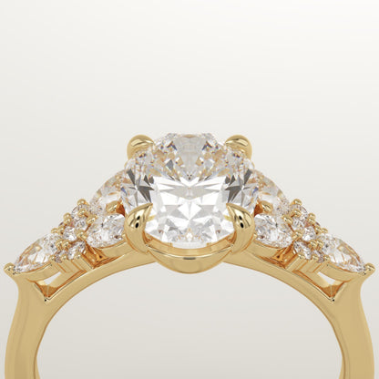 Oval Cut Cluster Lab-Grown Diamond Engagement Ring