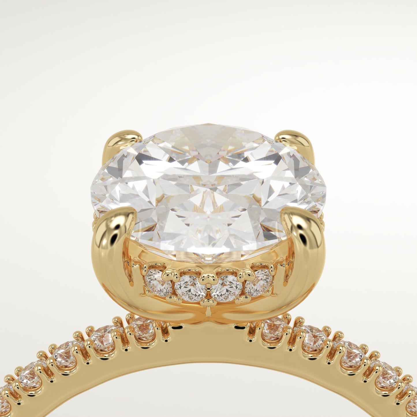 Oval Cut Hidden Halo & Pave Lab-Grown Diamond Engagement Ring