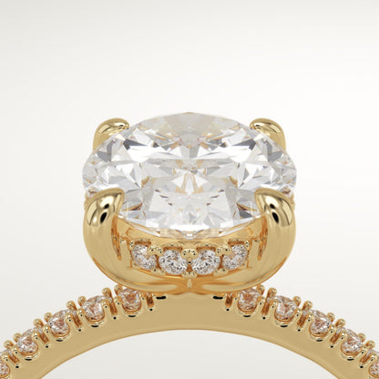 Oval Cut Hidden Halo & Pave Lab-Grown Diamond Engagement Ring