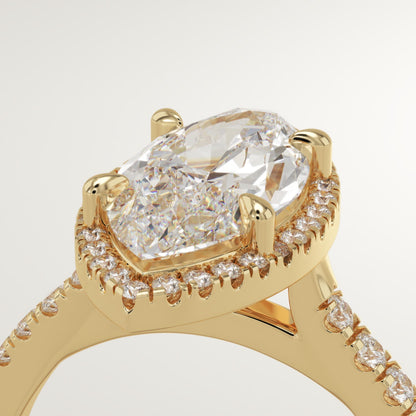 Marquise Cut Halo & Pave Cathedral Lab-Grown Diamond Engagement Ring