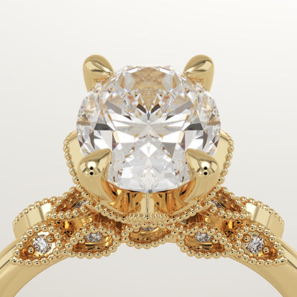 Oval Cut Cluster Lab-Grown Diamond Engagement Ring