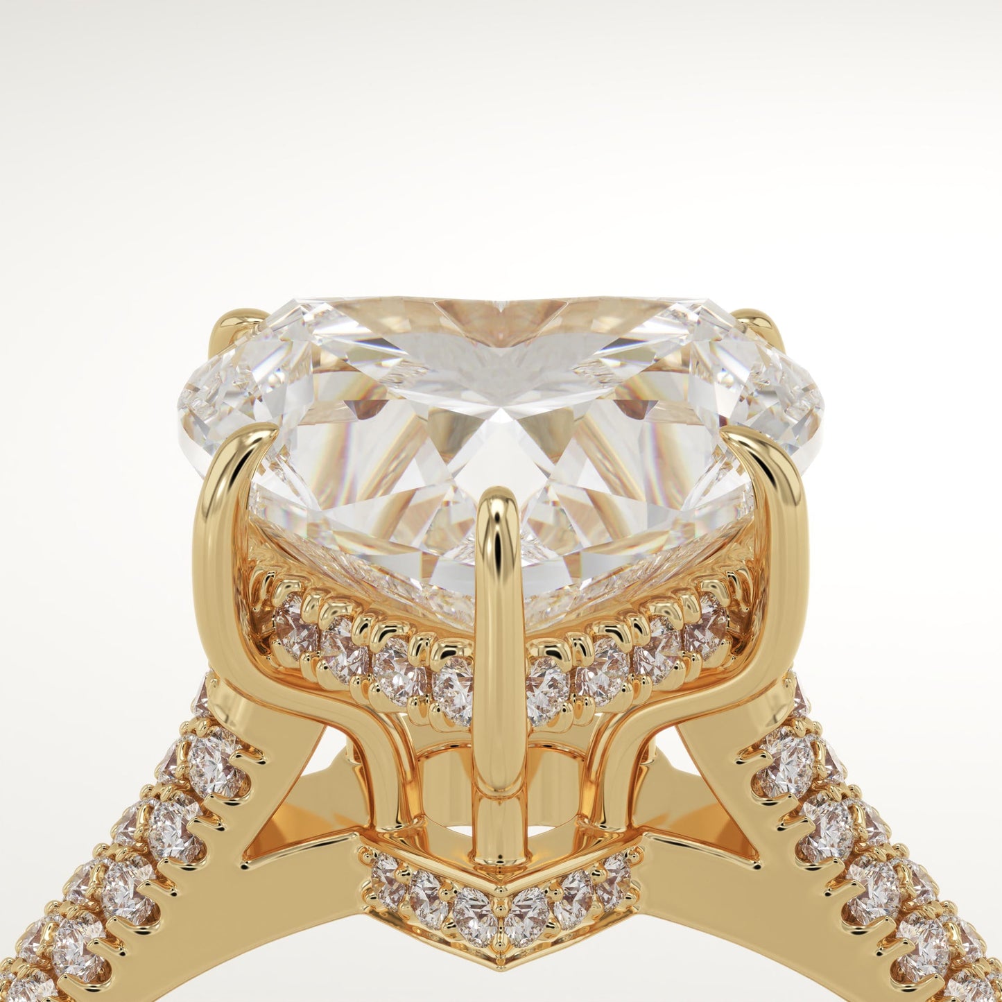 Heart Cut Halo & Pave Split Shank Lab-Grown Diamond Engagement Ring
