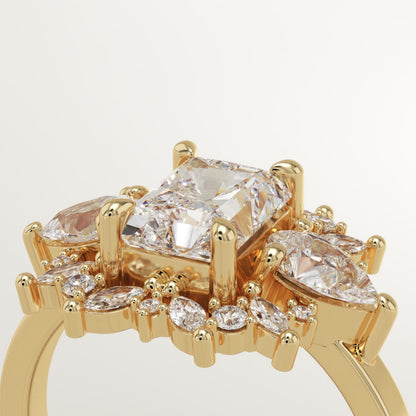 Radiant Cut Cluster Lab-Grown Diamond Engagement Ring
