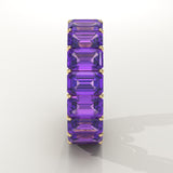 8.91 TCW Emerald Shaped February-Amethyst Birthstone Wedding Band