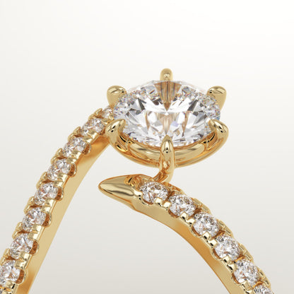Round Cut Unique Lab-Grown Diamond Engagement Ring