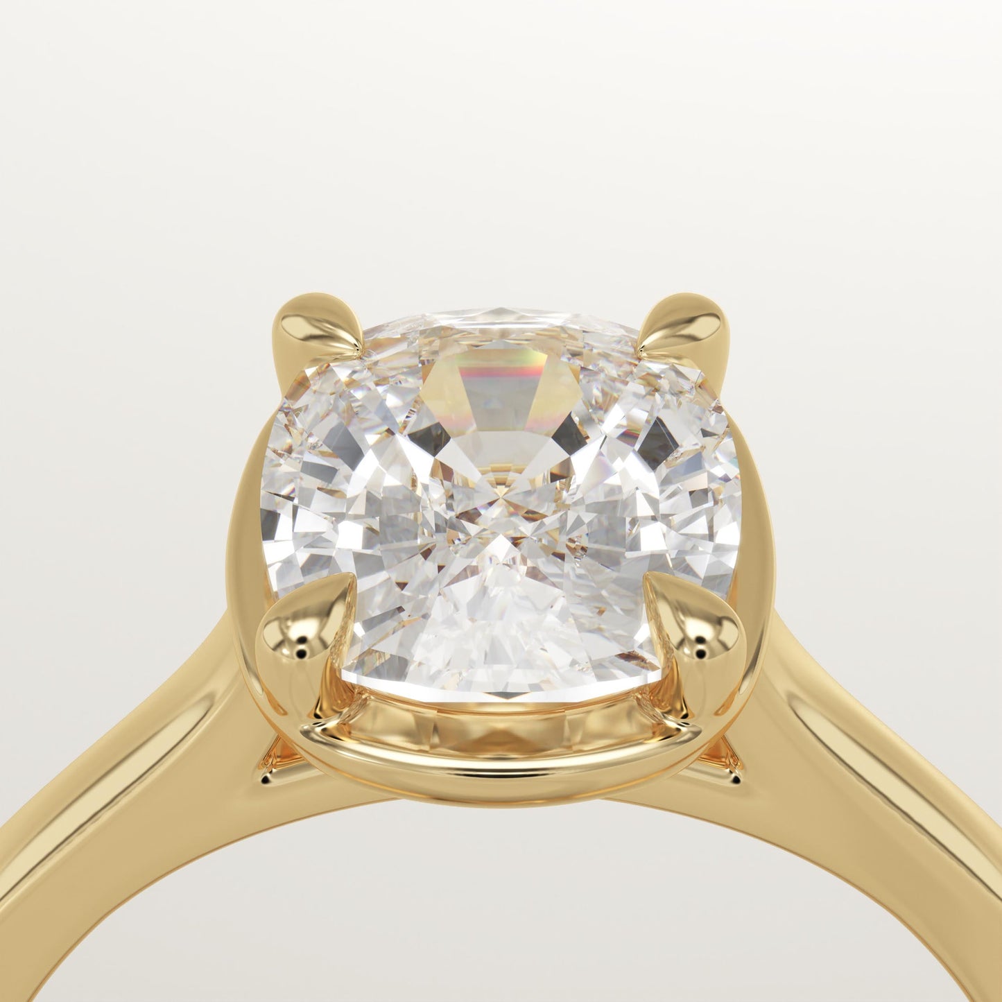 Elongated Cushion Cut Solitaire Cathedral Lab-Grown Diamond Engagement Ring
