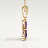 0.72 TCW Round & Pear February-Amethyst Birthstone Necklace