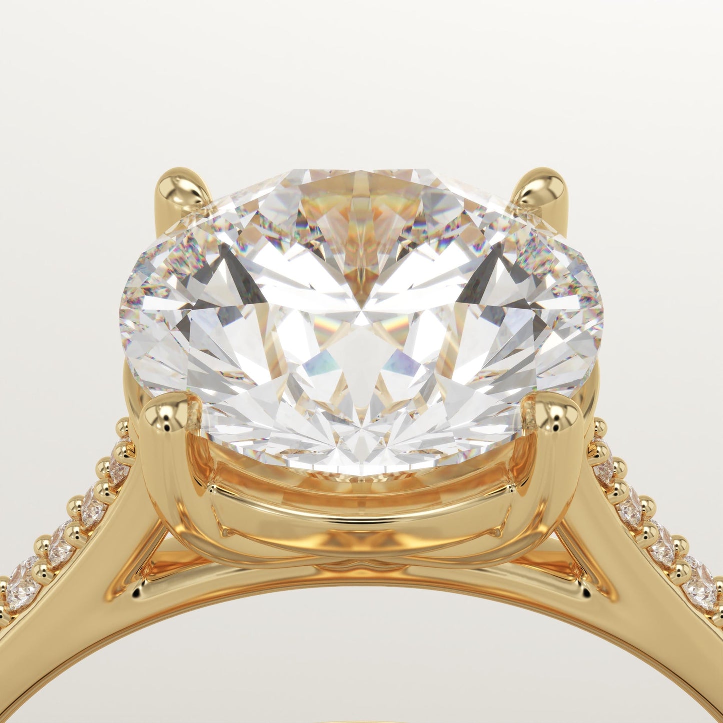 Round Cut Pave Cathedral Lab-Grown Diamond Engagement Ring