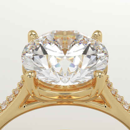 Round Cut Pave Cathedral Lab-Grown Diamond Engagement Ring