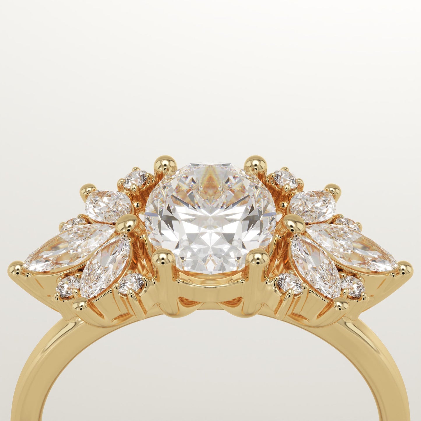 Oval Cut Cluster Lab-Grown Diamond Engagement Ring