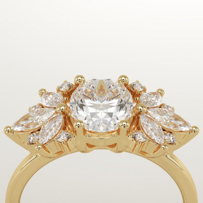 Oval Cut Cluster Lab-Grown Diamond Engagement Ring