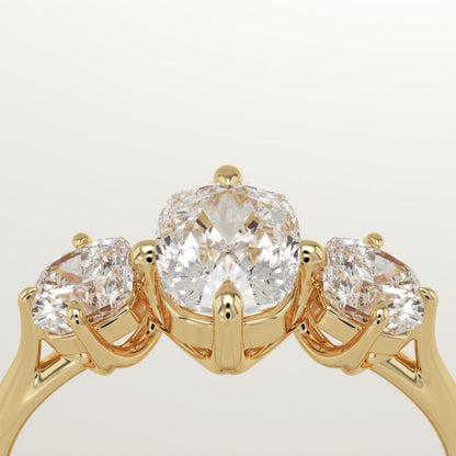 1 CT Elongated Cushion Cut Three Stone Moissanite Engagement Ring