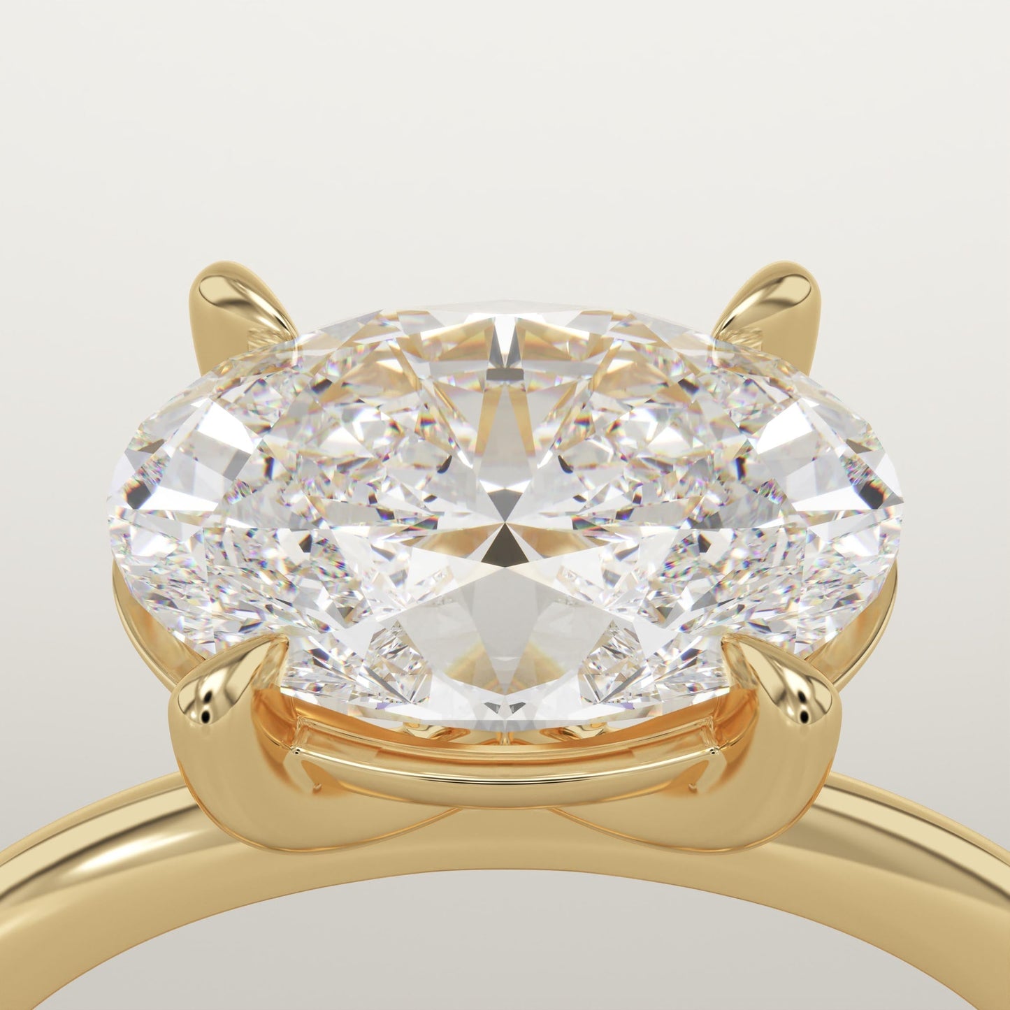 East West Oval Cut Solitaire Lab-Grown Diamond Engagement Ring