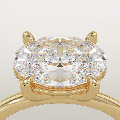 East West Oval Cut Solitaire Lab-Grown Diamond Engagement Ring