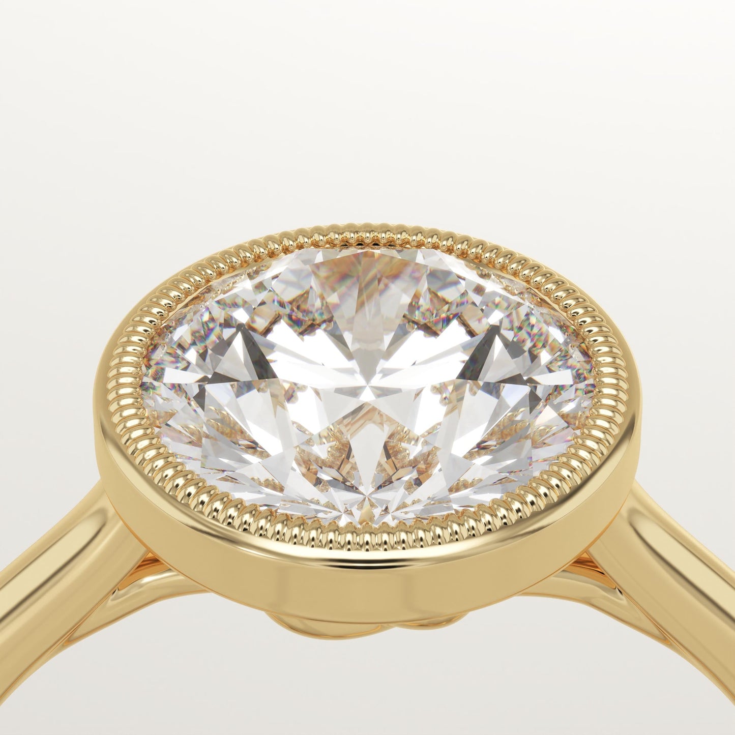 2 CT Round Cut Solitaire Bezel Moissanite Engagement Ring