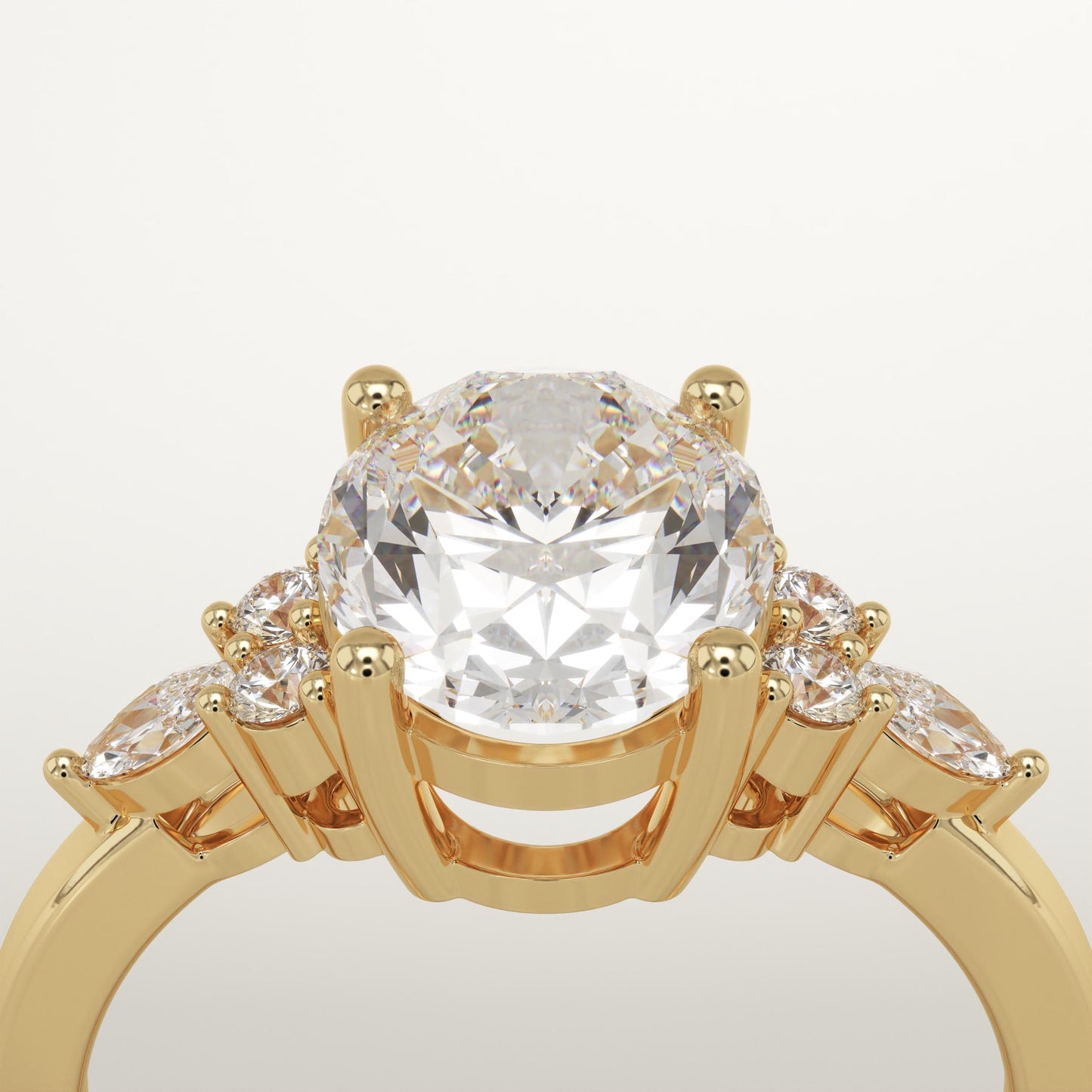 Oval Cut Cluster Lab-Grown Diamond Engagement Ring