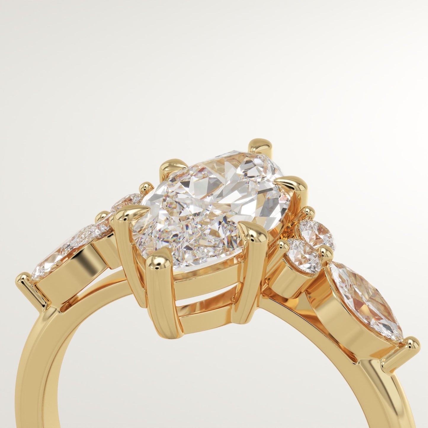 Marquise Cut Cluster Lab-Grown Diamond Engagement Ring