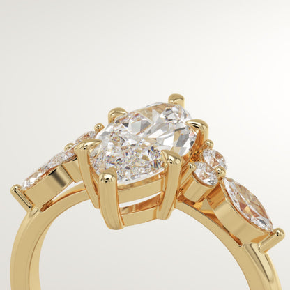 Marquise Cut Cluster Lab-Grown Diamond Engagement Ring