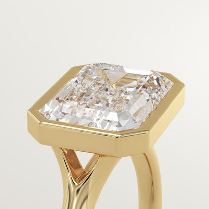 2 CT East West Emerald Cut Bezel Moissanite Engagement Ring