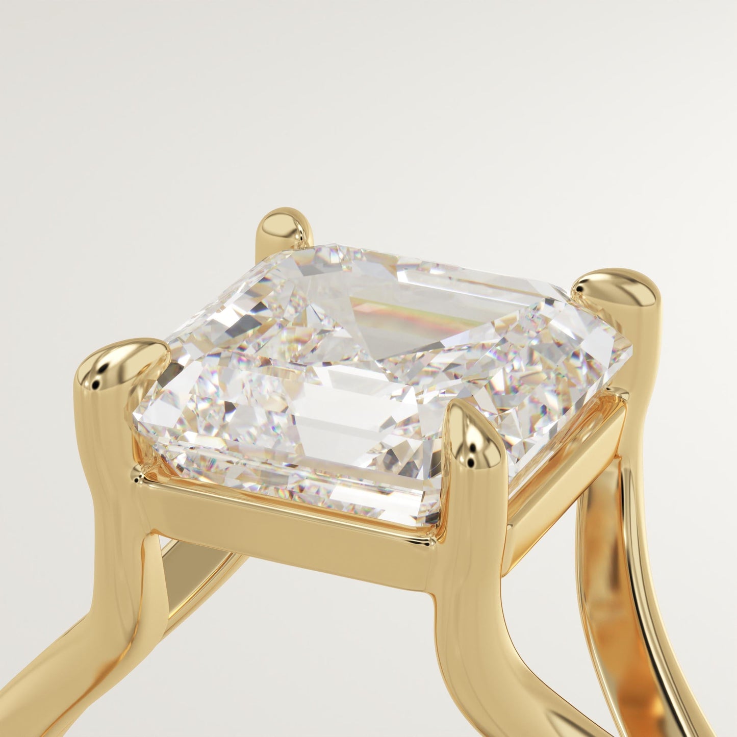 Asscher Cut Solitaire Split Shank Lab-Grown Diamond Engagement Ring