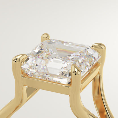 Asscher Cut Solitaire Split Shank Lab-Grown Diamond Engagement Ring