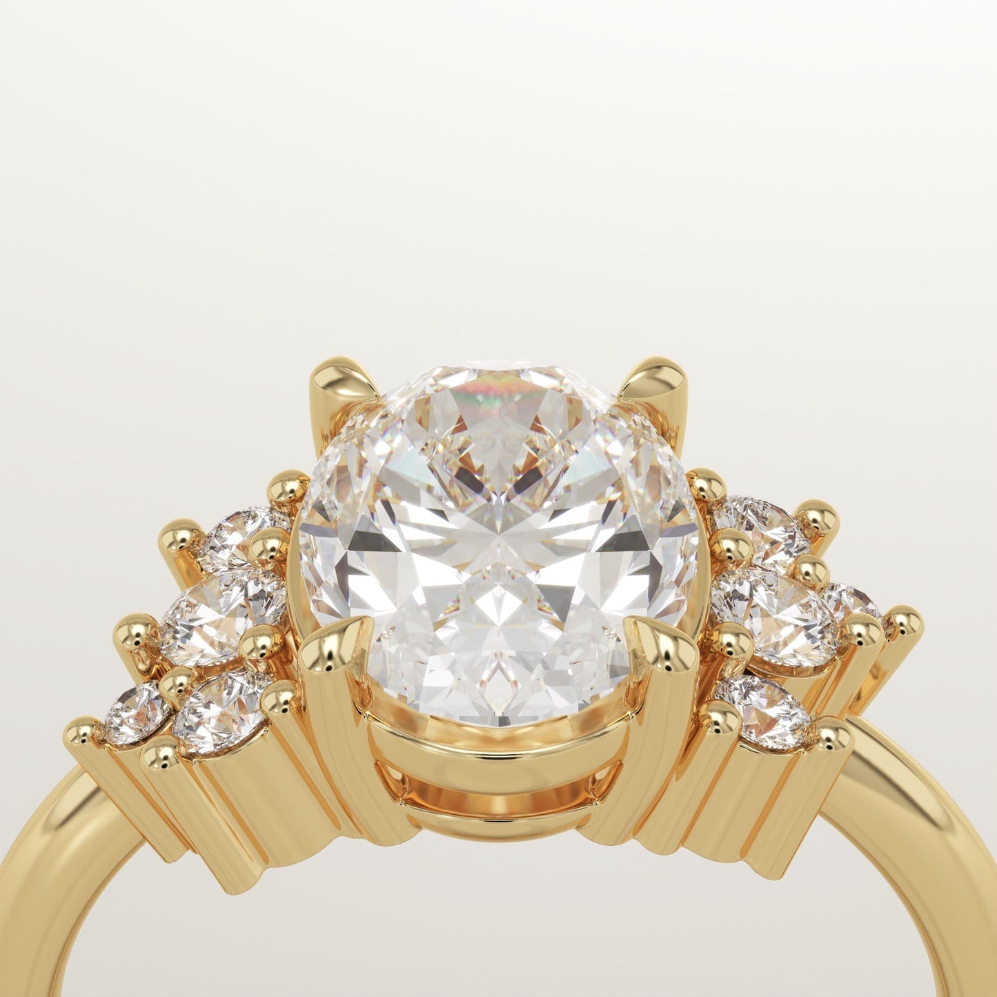 Oval Cut Cluster Lab-Grown Diamond Engagement Ring