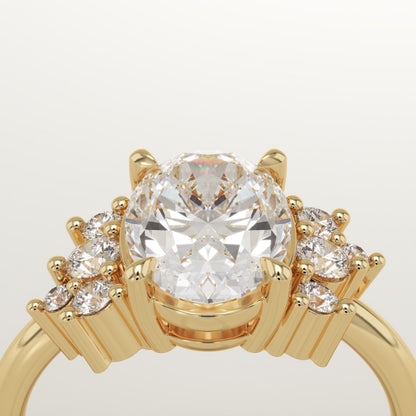 Oval Cut Cluster Lab-Grown Diamond Engagement Ring