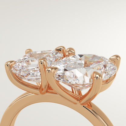 3.75 TCW Asscher & Oval Cut Toi Et Moi Lab-Grown Diamond Engagement Ring