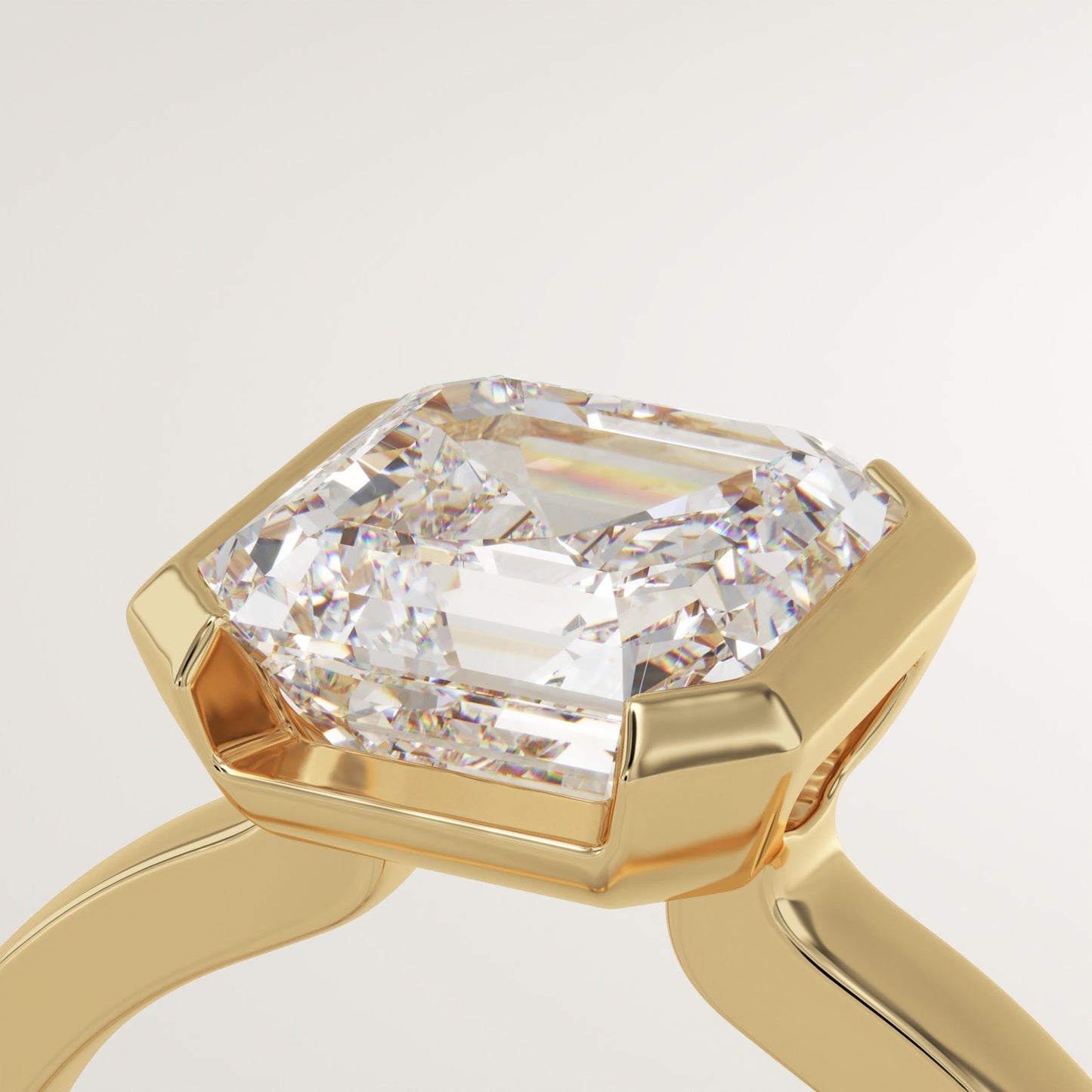 Asscher Cut Half Bezel Lab-Grown Diamond Engagement Ring