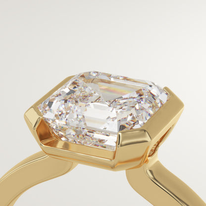 Asscher Cut Half Bezel Lab-Grown Diamond Engagement Ring