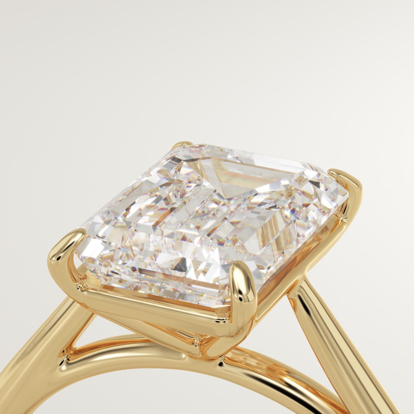 Emerald Cut Solitaire Cathedral Lab-Grown Diamond Engagement Ring