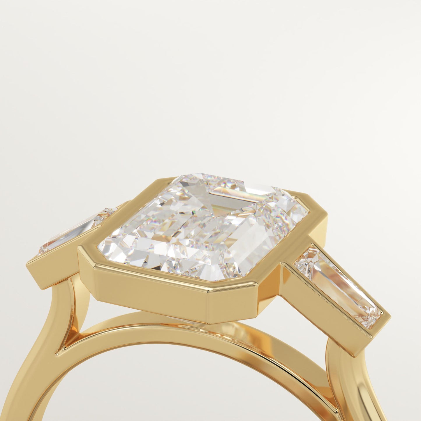 2 CT Emerald Cut Moissanite Three Stone Engagement Ring (US Size 7.25 Ready To Ship)
