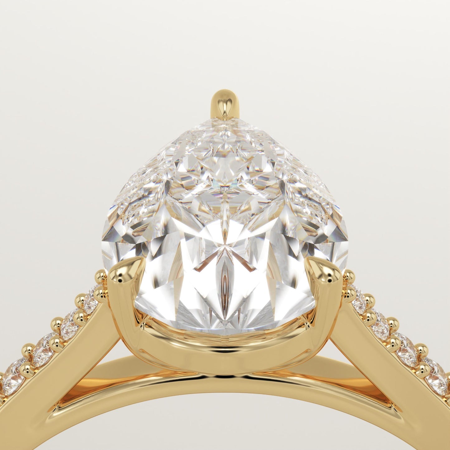 Pear Cut Pave Cathedral Lab-Grown Diamond Engagement Ring