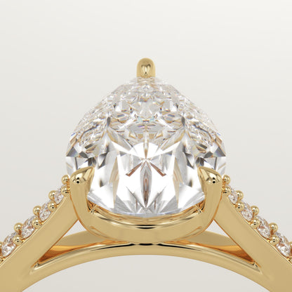 Pear Cut Pave Cathedral Lab-Grown Diamond Engagement Ring