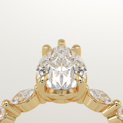 Pear Cut Pave Lab-Grown Diamond Engagement Ring