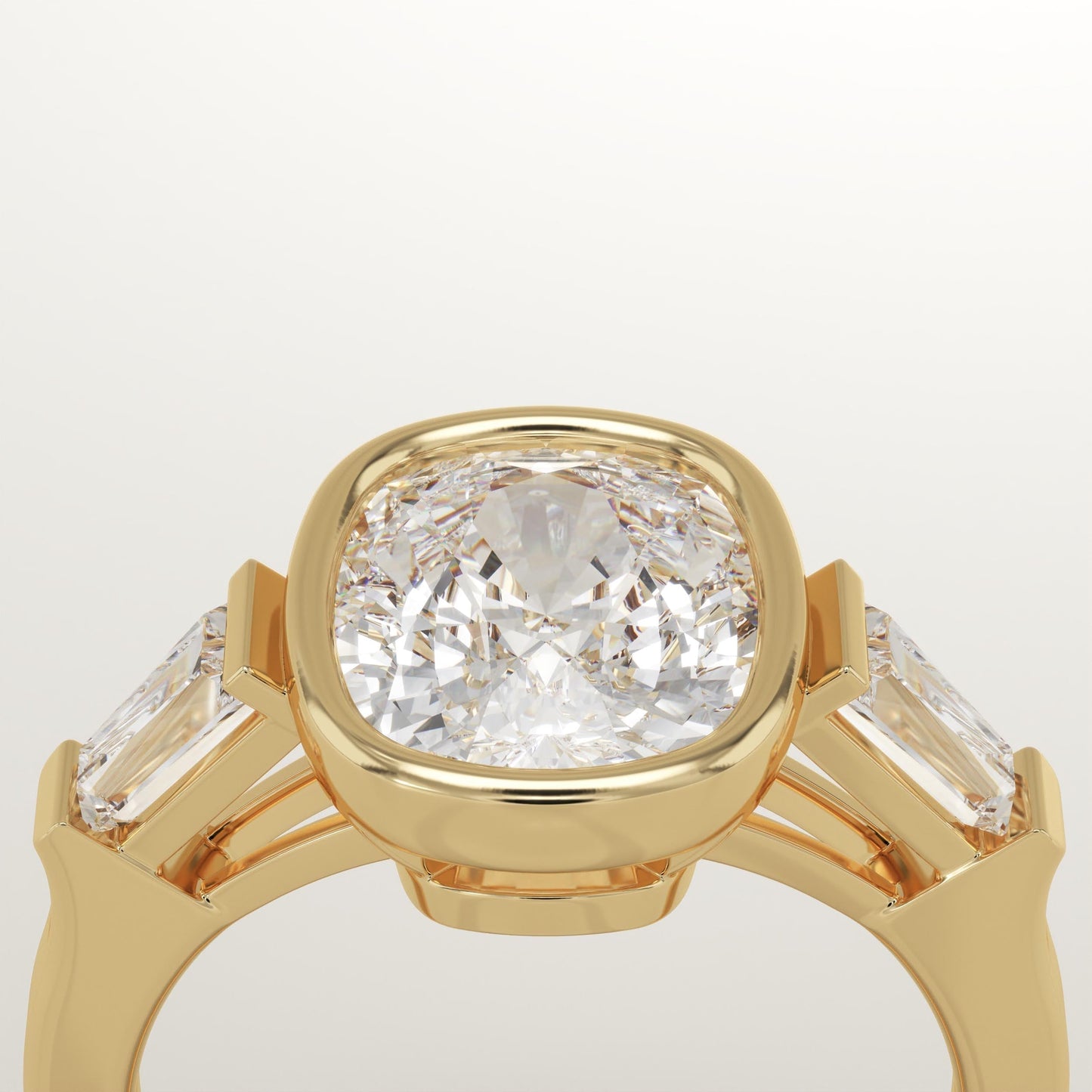 Elongated Cushion Cut Three Stone Lab-Grown Diamond Engagement Ring