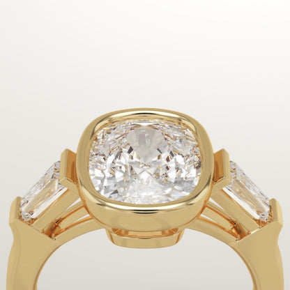 Elongated Cushion Cut Three Stone Lab-Grown Diamond Engagement Ring