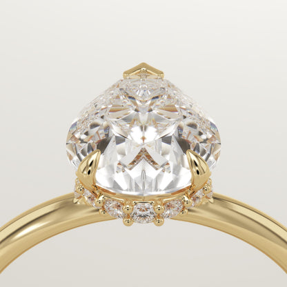 1.5 CT Pear Cut Hidden Halo Moissanite Engagement Ring
