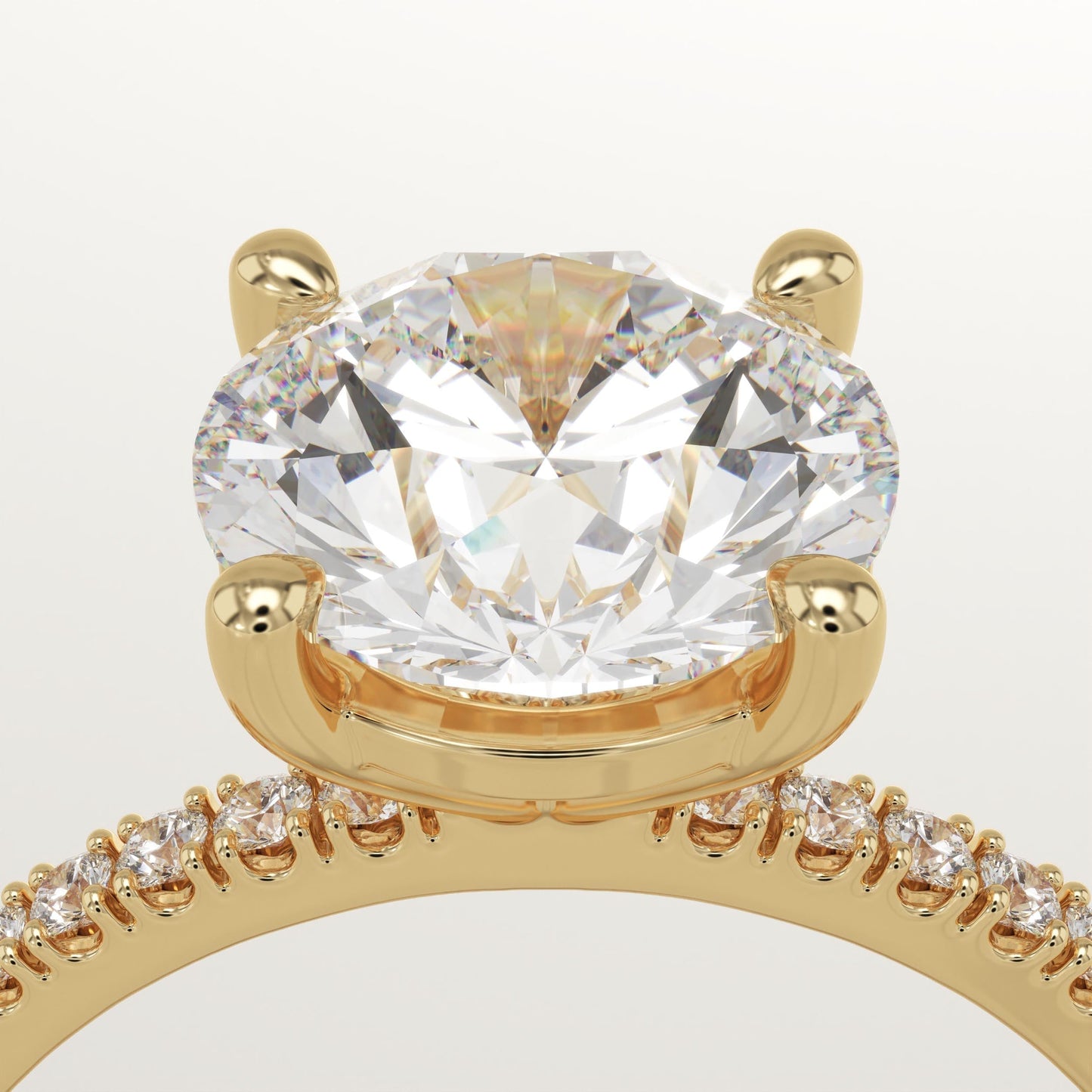 Round Cut Pave Lab-Grown Diamond Engagement Ring