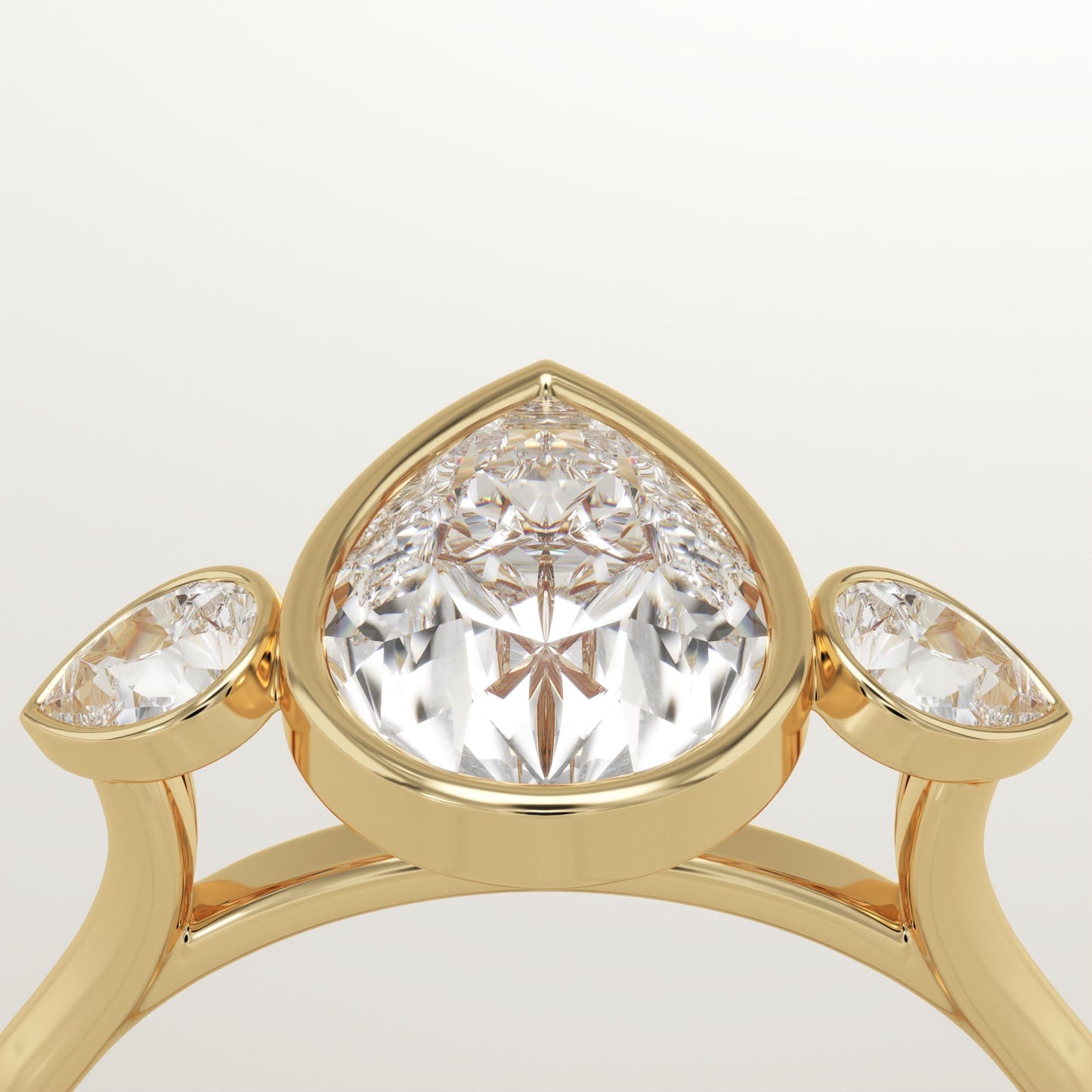 Pear Cut Three Stone Lab-Grown Diamond Engagement Ring