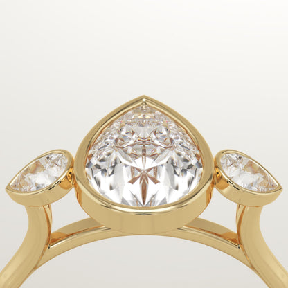 Pear Cut Three Stone Lab-Grown Diamond Engagement Ring
